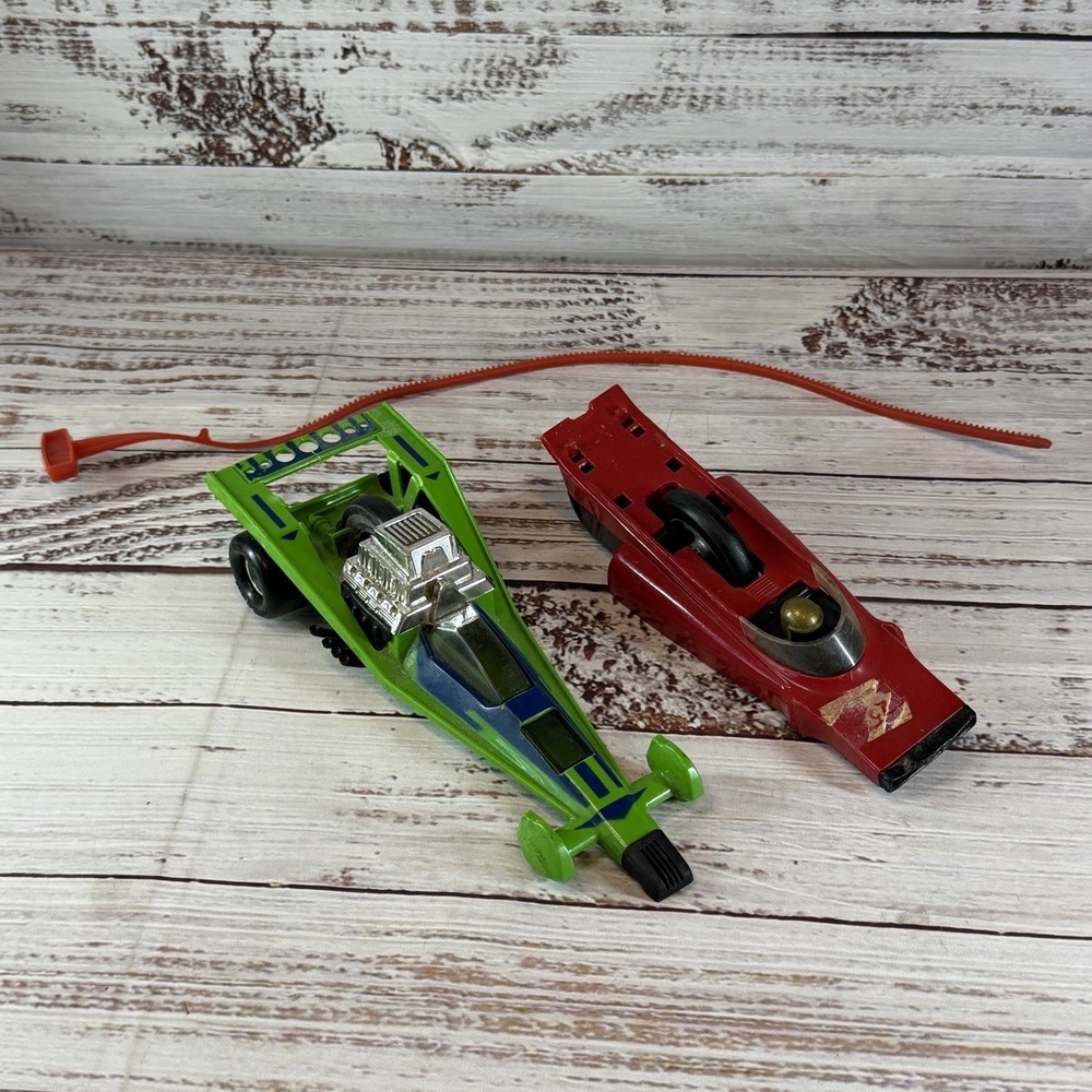 Lot Of 2 Vintage 1975 Kenner SSP Cars +1 Ripcord Drag King Indy Racer Green Red
